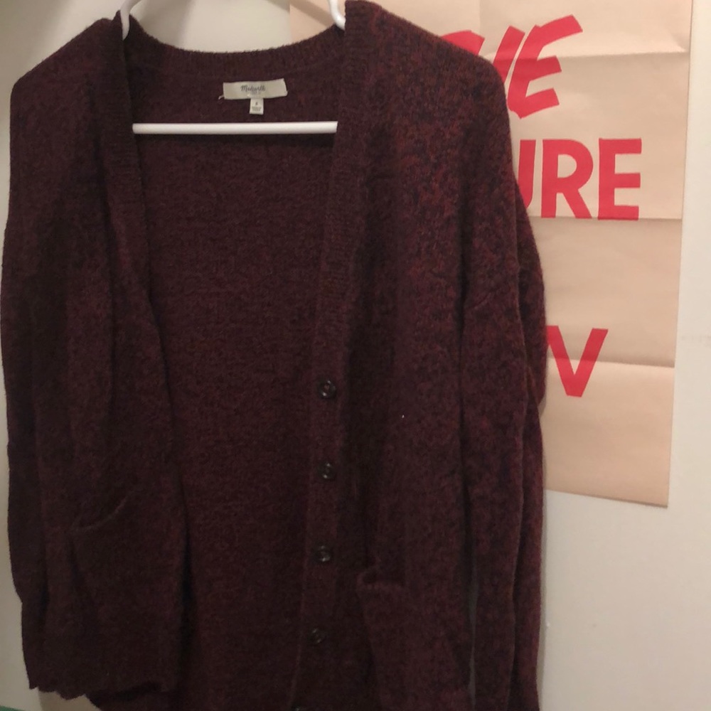 Maroon Madewell landscape cardigan sweater